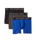 POLO RALPH LAUREN Men's 3-Pack 4d-Flex Cool Microfiber Boxer Briefs, Charcoal Grey/Rugby Royal/Polo Black, X-Large