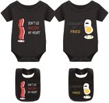 YSCULBUTOL Baby Twin Bodysuit Perfect Together Twin Best Friend Bacon Eggs Twins Set Double Baby Twin Cute (Black Begg, 6-9 Months)