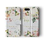 Tirita Personalised Initials Custom Wallet Leather Flip Phone Case Compatible with iPhone 5 / 5s / SE 2016 PRINTED GLITTER, NOT REAL GLITTER Shabby Chic Floral Watercolour Pastel Roses