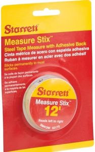 L.S. STARRETT SM412W 1/2 x 12' Measure Stix Tape W/ Adhesive Backing 1/EA