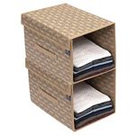 HomeStrap Printed Stackable Non Woven Shirt Organizer with Cover Lid (Beige) - Pack of 2