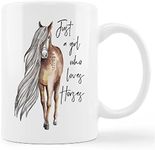 kunlisa Just A Girl Who Loves Horses Ceramic Mug-11oz Coffee Milk Tea Mug Cup,Watercolor Horse Mug Cup, Gifts for Horse Lovers Girls,Horse Rider Gifts for Girls