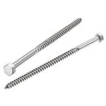 sourcing map Hex Lag Screws, M8 x 150mm 304 Stainless Steel Half Thread Self-Tapping Bolts for Wood Screw 5Pcs