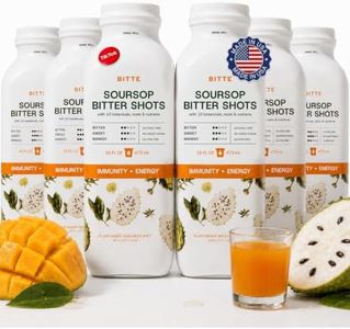 BITTE Soursop Bitters Liquid – Immune + Energy Shots – 6 Pack Ready to Drink Mango Soursop Juice with Zinc, Ginseng, Guarana & Turmeric – 24-Hour Support Ritual, Clean Formula, Glass Bottle – 96 fl oz Total