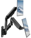 Montek Dual Monitor Wall Mount for 17 to 32 Inch Screens, Full Motion Dual Monitor Arm Holds up to 19.8 lbs, Height Adjustable Dual Wall Bracket, VESA 75x75 100x100mm, Black