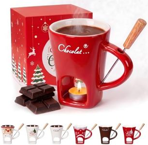 Chocolate Melting Cup with Forks, 130ml Ceramic Fondue Mug for Cheese & Chocolate Dipping, Perfect Fondue Pot Set for Birthday Date Night Wedding Gifts