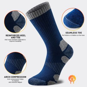 Niorasen Merino Wool Hiking Socks, Thick Cushioned Crew, 3 Pairs Unisex