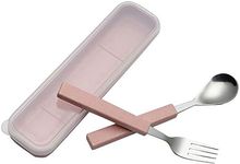 VANRA 2-Piece Children Flatware Set 18/10 Stainless Steel Child Tableware Set Silver Cutlery Set Silverware Dinner Utensils Spoon Fork Set with Travel Case for Kids (Chrome Finished) (Pink)