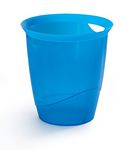 Durable Trend Small Waste Paper Bin - Bedroom & Office Waste Baskets - 16 Litre Capacity - Transparent Blue