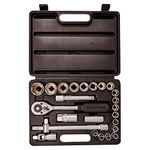 Amtech - Ratchet Driver Socket Set, DIY at Home, Easy to Use, Ideal for Heavy Jobs with Larger Nuts, Strong Chrome Vanadium Steel, Includes Convenient Storage Box (25 ½” Piece)