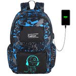 FLYMEI Cool Backpack with USB Charging Port, Anime Backpack for Teens, Galaxy Blue, Anime Backpack-1