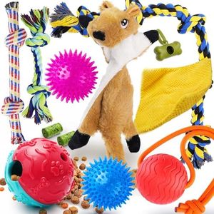 Zeaxuie 12 Pack Dog Chew Toys Tailored for 5-49lb Medium Aggressive Chewers - Various Kits of Dog Rope Toys, Dog Squeaky Toys, and Dog Treats Balls for Medium Breeds & Large Breeds