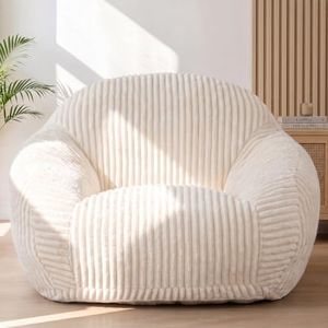 HUGHEAVEN Giant Bean Bag Chair for Adults & Kids, Comfy Big Bean Bag Couch with Armrests, Cozy Large Reading Chair with Back Support, Oversized Sofa for Bedroom, Living Room or Lounge, Beige