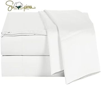 ELINEN 100% Supima Cotton Sheets 600 Thread Count,Bed Sheet Set King Size Sheets 4 Pieces,Soft & Silk Sateen Weave, Fits Mattress Up to 18",Deep Pocket, Breathable & Fade Resistant(White,King)