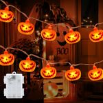 Dalugo Halloween Pumpkin Lights, 3M 20 LED Waterproof Outdoor Halloween Fairy Lights Battery Operated with 6h Timer, Jack O Lantern Lights for Halloween Decorations, Autumn Fall Decorations