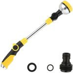 19" Gardening Watering Wand | 8 Spray Patterns & Thumb-Controlled Switch | 180° Rotating Long Nozzle| for Plants, Hanging Baskets and Shrubs, Pet Bathing, Wall Washing-Yellow