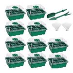 ATB-GIFT Seed Trays(12 Cells), Seedling Starter Tray, Seed Starter Kit, Plant starter trays with Plant Tags Hand Tool Kit(10 Set)