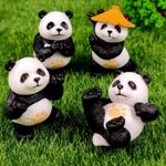 SATYAM KRAFT 4 Pieces of Panda Miniature Set for Unique Gift, Home Decor,Deepawali,Newyear,Living Room, Figurines,Diwali,Decoration Items(Multicolor)(Poly Resin)(4.5 x 3 cm)