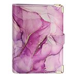 A5 Refillable 6 Ring Leather Budget Binder,Mini Notebook Binder Cover for A5 Filler Paper,Loose Leaf Personal Planner Binder Cover with Magnetic Buckle Closure(Marble Purple)