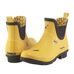 Galleria's Women's Chelsea Rain Boots, Gold Bees, 7