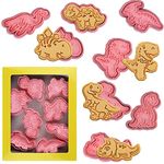 Dinosaur Cookie Cutters with Plunger Stampers Set,8 Piece 3D Dinosaur Embossing Cutters for Biscuit Fondant Cheese Baking