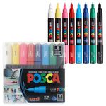 uni-Posca Paint Marker Pen - Extra Fine Point - Set of 8 (Pc-1M8C), Model:PC-1M 8C