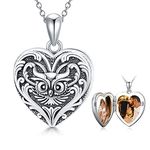 SOULMEET Sterling Silver Owl Heart Locket Necklace Holds Picture Photos Pendant Necklace for Women Girls