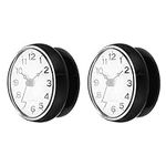 PATIKIL Waterproof Shower Clock, 2 Pack Non Ticking Silent Mini Cute Mirror Wall Clocks with Suction Cup for Bathroom Kitchen Home Decoration, Black/Black