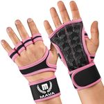 Mava Weight Lifting Grips with Silicone Padding & Wrist Support for Lifting – Workout Grips with Leather Padding for Power Lifting, Workouts, Weight Gloves – Cross Training Gloves, Pair