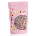 HONEYBERRY INCLUSIONS Rainbow Nonpareils Sprinkles 200g - Natural Bright Colourful Hundreds & Thousands Sprinkles for Baking, Cupcake and Cake Decorations, Ice Cream and Dessert Decorating Toppers