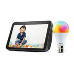 Amazon Echo Show 8 (2nd Gen) Black with Wipro Simple Setup 9W LED Smart Color Bulb