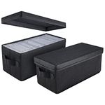 UENTIP CD Storage Boxes - Pack of 2 CD Case Holder - 13.2" x5.9" x 5.3", Container holds 30 CDs in full jewel cases, 60 CDs in slim cases, and 165 discs in CD sleeves - Black (2 Pack)