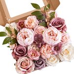 Serwalin Artificial Flowers Pink Wedding Cake Flowers, Fake Dusty Roses Peonies for Bouquets Table Centerpieces Wedding Home Decor, Baby Shower Party Flowers with Stems DIY Combo