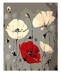 YEESAM ART DIY Paint Numbers Adults Beginner, Red & White Poppies Flowers 16x20 inch Linen Canvas Acrylic Stress Less Number Painting Gifts (Red Frame)