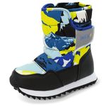 JAN & JUL Boys' Water-Resistant Winter Boots with Sherpa Lining for Kids (Neon Peaks, Size 17)