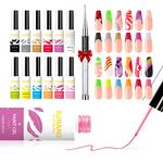 BURANO Gel Paint for Nails Art, 12 Colors Gel Nail Art Liner with Nail Brush, Gel Nail Polish Gel Paint Pots Line Art Gel UV LED Lamp Required 04