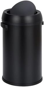 GarveeHome 17 gal/65 L Swing Top Trash Can, Stainless Steel Rubbish Bin, Commercial Grade Waste Container, Round Garbage Can for Outdoor, Home Office, Restaurant, Black