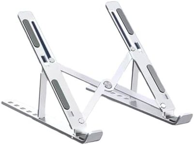 Lightweight Aluminum Laptop Stand,Portable & Foldable with Ergonomic 6-Height Adjustable Computer Stand, Compatible with Air, Pro, Dell, HP, Lenovo More 10-15.6" Laptops (Silver White)