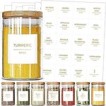 Talented Kitchen 184 Gold Spice Jar Labels. 184 Minimalist Spice Labels, Gold Text on Square White Labels, Water Resistant Spice Label Sticker Decal. Seasoning Labels, Herb & Spice Rack Organization