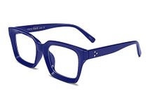 FEISEDY Glasses Frame Womens, Square Thick Eyeglasses Frame, Classic Eyewear for Men B2461 (Blue Frame, 50)