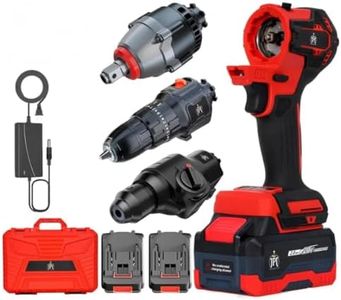 JPT Heavy Duty Brushless 3-In-1 Cordless Power Tool Set | 3-Speed Power Unit with Impact Wrench, Impact Drill, and Rotary Hammer Attachment