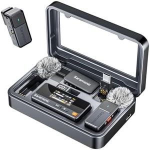 Saramonic Air Wireless Lavalier Microphone, 48KHz/24Bit, 300m, Mini Mic Wireless for iPhone 15/16/17 Android PC, Lapel Mic with USB-C Plug, Clip on Mic for YouTube Video Recording Vlogging Tiktok