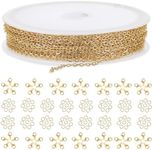 40 Feet 1.5MM DIY Link Necklace Chain Curb Chain, Gold Necklace Chains with Lobster Clasps and Jump Rings, Jewelry Chain Links for Making Necklace Earring Bracelet DIY Craft Supplies