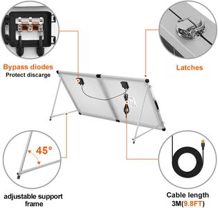 DOKIO 200W Foldable Portable Solar Panel Suitcase – 12V Monocrystalline with 20A Controller