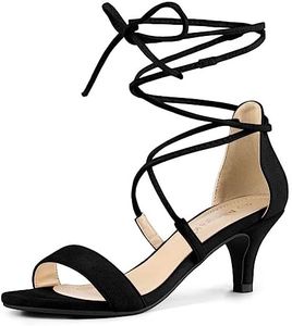 Allegra K Sandalias con Puntera Abierta Y Cordones con Tacón Bajo para Mujer Negro 37
