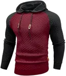 Zaitun Mens Hooded Sweatshirt Long Sleeve Solid Knitted Hoodie Pullover Sweater Black/Red