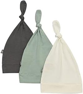 KYTE BABY Rayon Made from Bamboo Baby Beanie Soft Knotted Caps, 3 Pack (3-6 Months, Charcoal/Sage/Cloud)