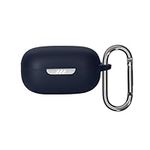 kwmobile Silicone Cover Compatible with JBL Live Pro 2 TWS - Case Cover Stick-On Skin with Clip - Dark Blue