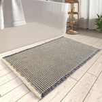 Absorbent Waffle Bath Mat Non-Slip: Grey and Beige 45x75 cm Waffle Super Soft Bath Rug, Comfortable Thin Anti-Slip Bathroom Floor Mat Machine Washable for Bathroom Wet Area Sink