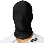 lckellong 2 Piece Black Full Face Masks Halloween See Through Mask Adult Faceless Spandex Hood